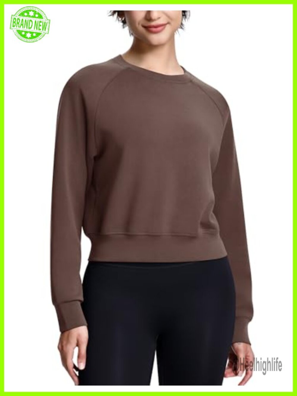 Modal Soft Cropped Sweatshirt Long Sleeve Crewneck Women's
